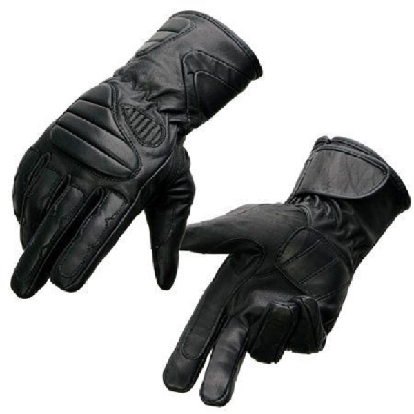 Fitting motorcycle gloves.